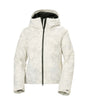 WNoraShortPuffyJacket-Cream patterned jacket with a hood on a white background