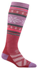 WALPINE- Red and purple patterned sock on a white background