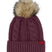 WOhMegaFurPomBeanie- Burgundy Knitted beanie with a fur pom-pom on a white background