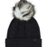 WOhMegaFurPomBeanie-Black knit beanie with a fur pom-pom on a white background