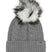 WOhMegaFurPomBeanie-Gray knit beanie with a faux fur pom-pom on a white background