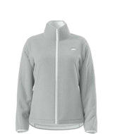 WOsitoJacket- Beige full zip fleece jacket with a brand logo on a white background