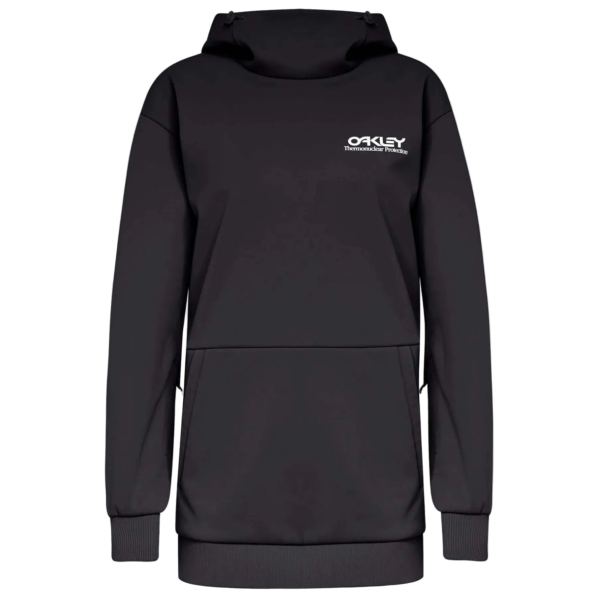 WParkRCSoftshellHoodie-Black hoodie with a brand logo on a white background