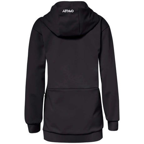 WParkRCSoftshellHoodie-Black hoodie with a brand logo on a white background