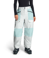 WPowstarPant-Color-blocked pants with light blue and white sections on a white background