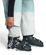 WPowstarPant-Color-blocked pants with light blue and white sections on a white background