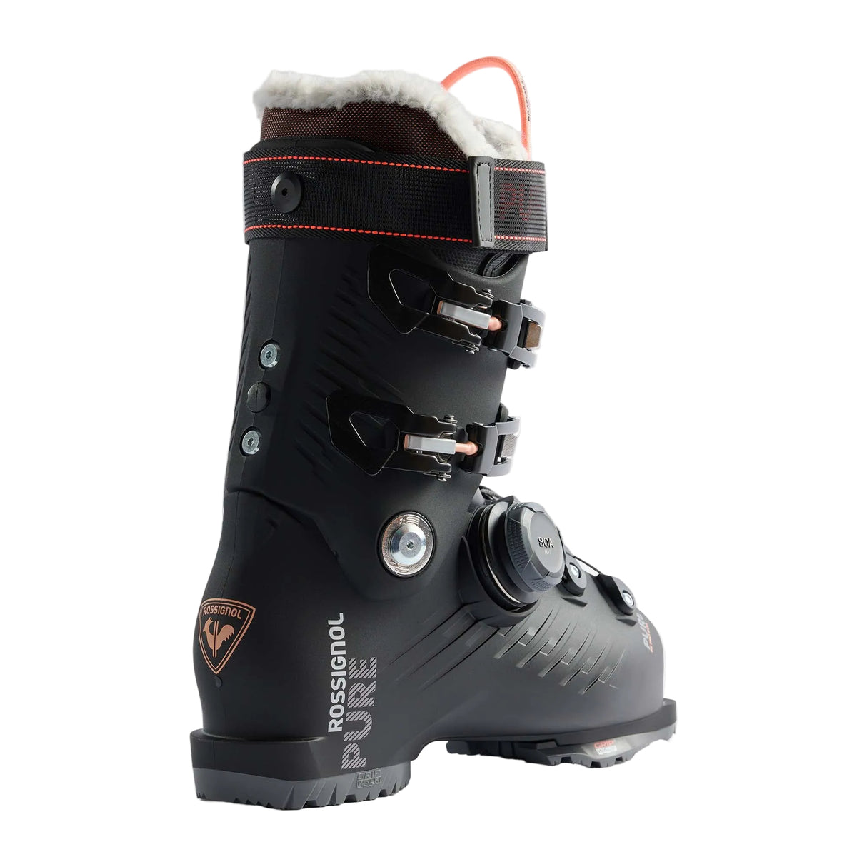 WPure85ProBoa- Black ski boot on a white background 