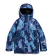 WReserve2LInsulatedStretchSlimJacket-Blue tie-dye jacket with a brand logo on a white background