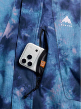 WReserve2LInsulatedStretchSlimJacket-Blue tie-dye jacket with a brand logo on a white background