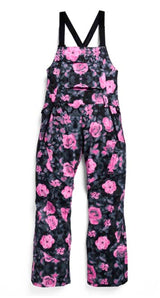 WReserve2LStretchBibPants-Floral patterned bib overalls on a white background