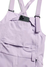 WReserve2LStretchBibPants-Purple bib overalls on a white background