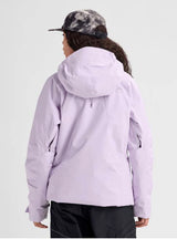 WReserveGORE-TEX2LInsulatedJacket-Person wearing a light purple jacket and black pants on a white background