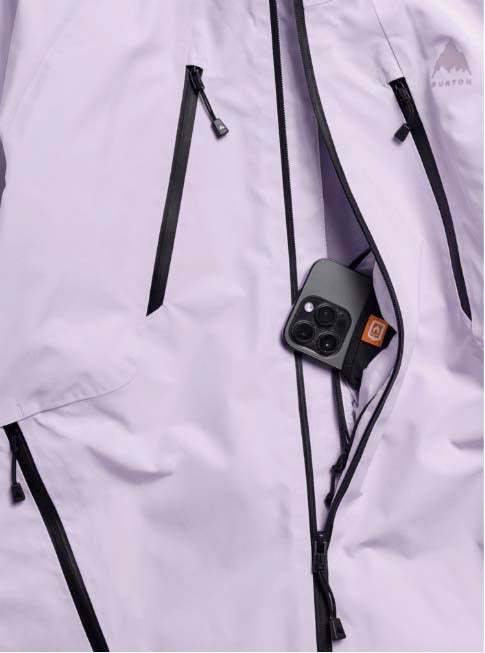 WReserveGORE-TEX2LInsulatedJacket-Light purple jacket with black zippers on a white background