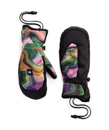 WRevelMitt-Colorful patterned mittens with black accents on a white background