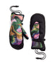 WRevelMitt-Colorful patterned mittens with black accents on a white background