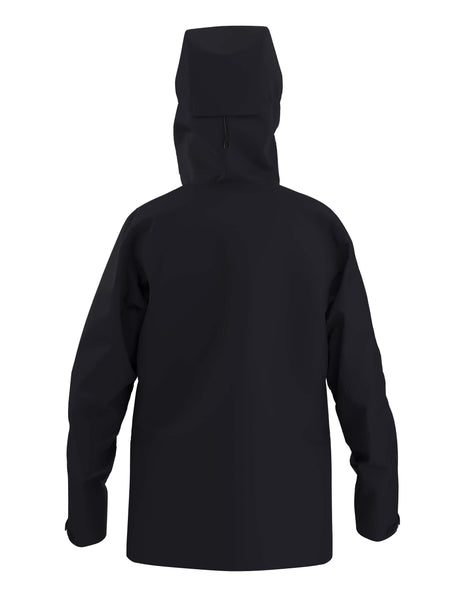 WRushJacket- A black full zip jacket with purple ascents on a white background