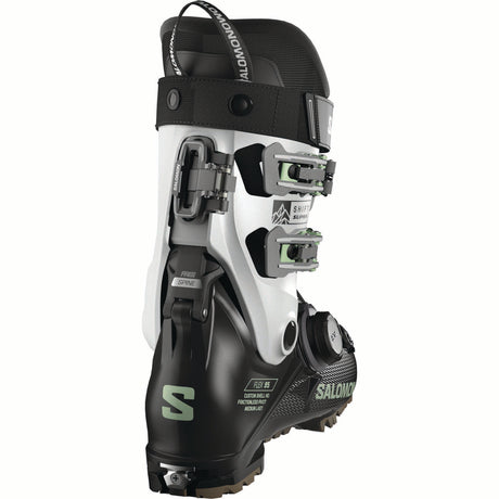 WSHIFTSUPRASBOA95-Salomon ski boot with black and gray design on a white background