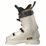 WSPROALPHACBOA105- White ski boot with black and gold accents on a white background
