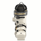 WSPROALPHACBOA105- White ski boot with black and gold accents on a white background