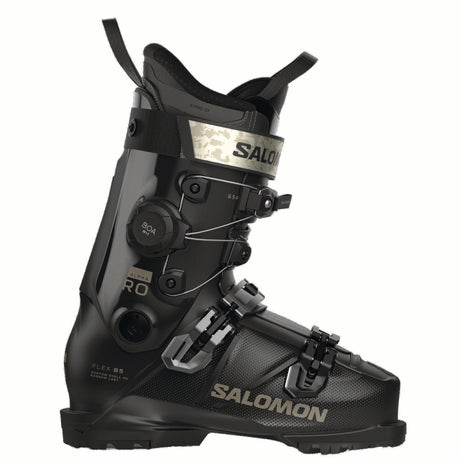 WSPROALPHACBOA85-Black Salomon ski boot on a white background