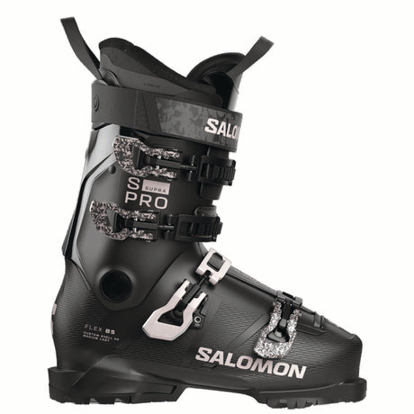 WSPROSUPRA85-Black Salomon ski boot on a white background