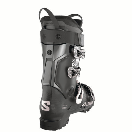 WSPROSUPRA85-Black Salomon ski boot on a white background