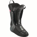 WSPROSUPRADUALBOA115- Black Salomon ski boot with pink accents on a white background
