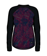 WSkylinerCrewneck-Black long-sleeve shirt with a purple and blue pattern on a white background