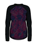 WSkylinerCrewneck-Black long-sleeve shirt with a purple and blue pattern on a white background