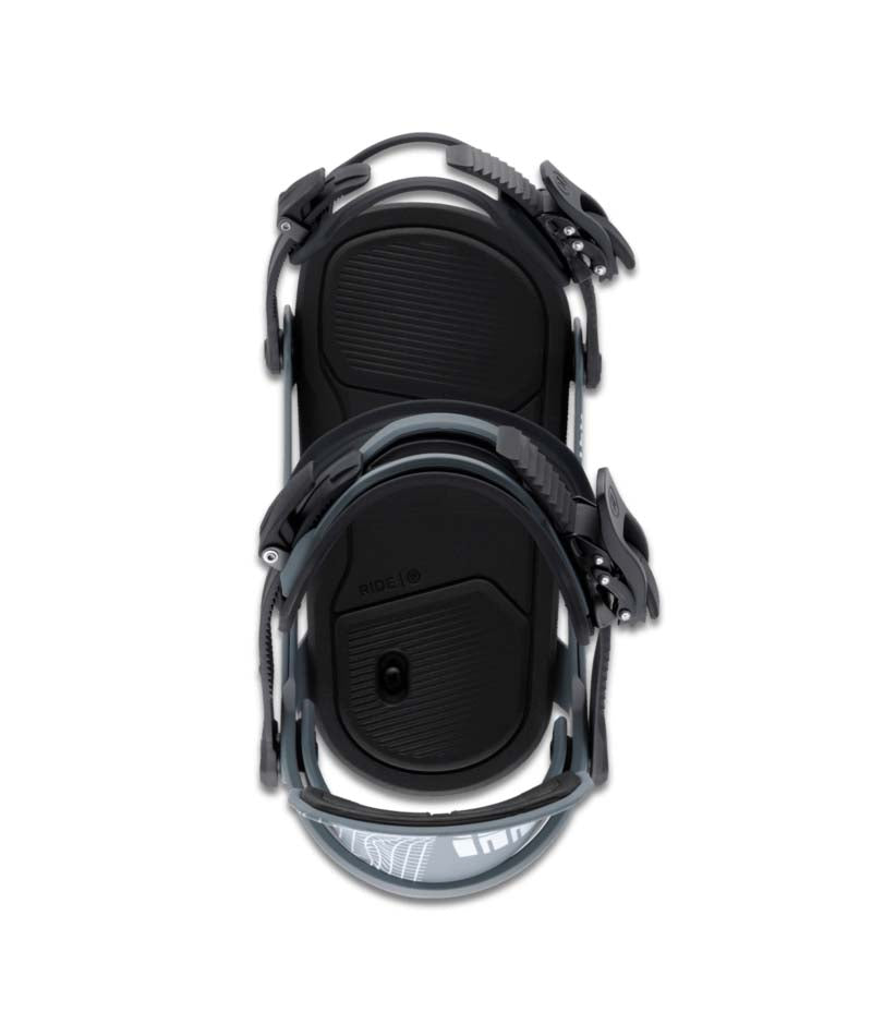 WSpecter- Grey snowboard bindings on a white background