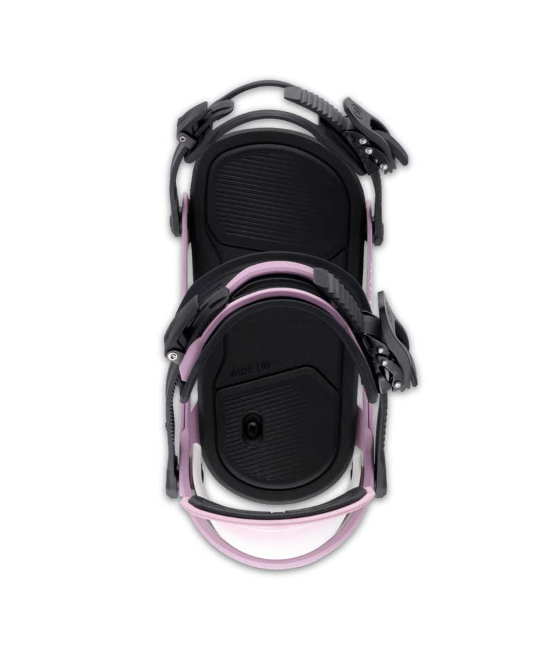WSpecter- Light purple and white snowboard bindings on a white background