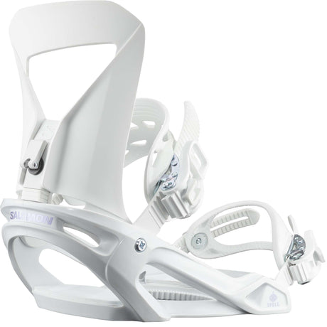 WSpell- White snowboard bindings on a white background
