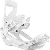 WSpell- White snowboard bindings on a white background