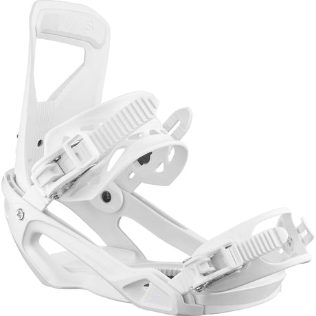 WSpell- White snowboard bindings on a white background