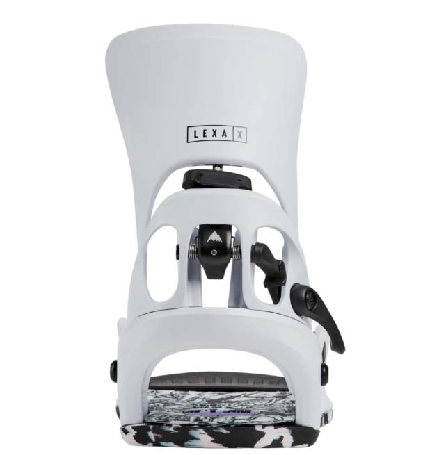 WStepOnLexaXSnowboardBindings-White snowboard binding with black accents on a white background
