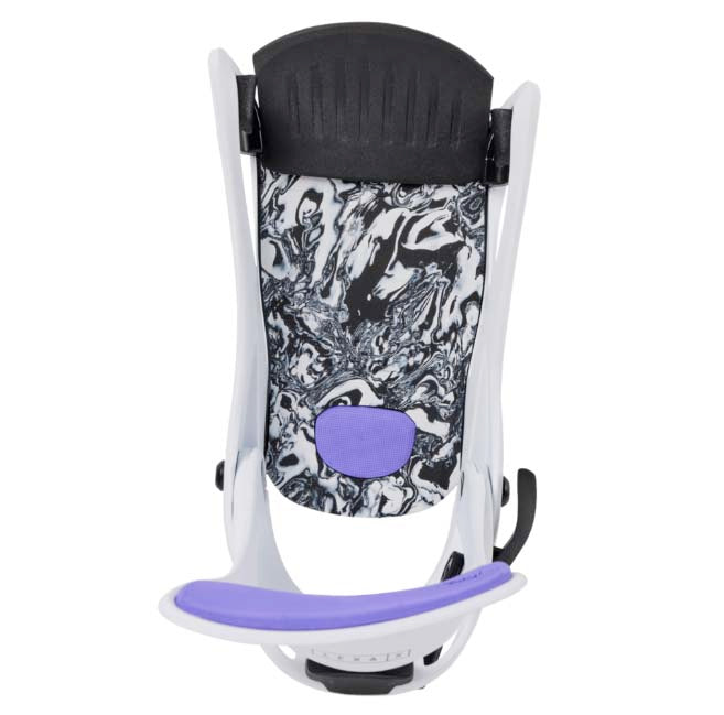 WStepOnLexaXSnowboardBindings-White snowboard binding with black accents on a white background
