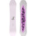 WStereo- Two views of a snowboard with one featuring a pink and black design on a white background