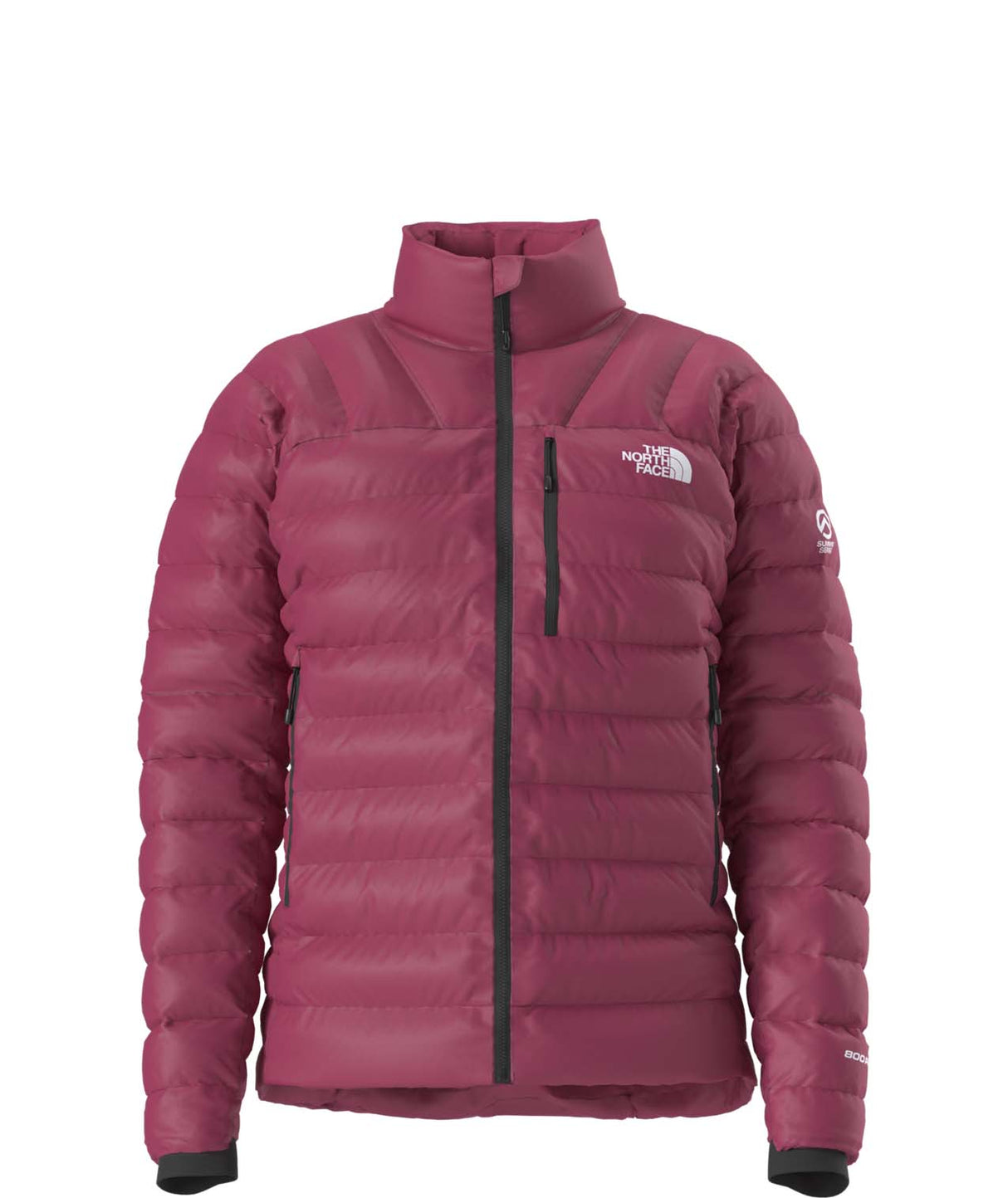 WSummitBreithornJacket-Maroon puffer jacket with The North Face logo on a white background