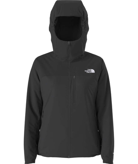 WSummitCasavalHoodie-Black jacket with The North Face logo on a white background