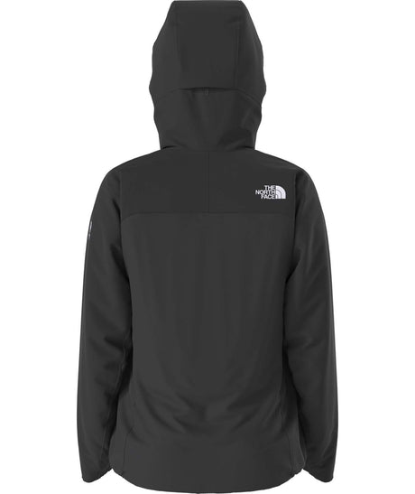 WSummitCasavalHoodie-Black jacket with The North Face logo on a white background
