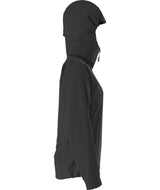 WSummitCasavalHoodie-Black jacket with The North Face logo on a white background