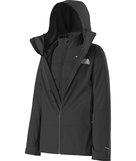 WTHERMOBALLSnowTriclimate-Black jacket with a hood on a white background
