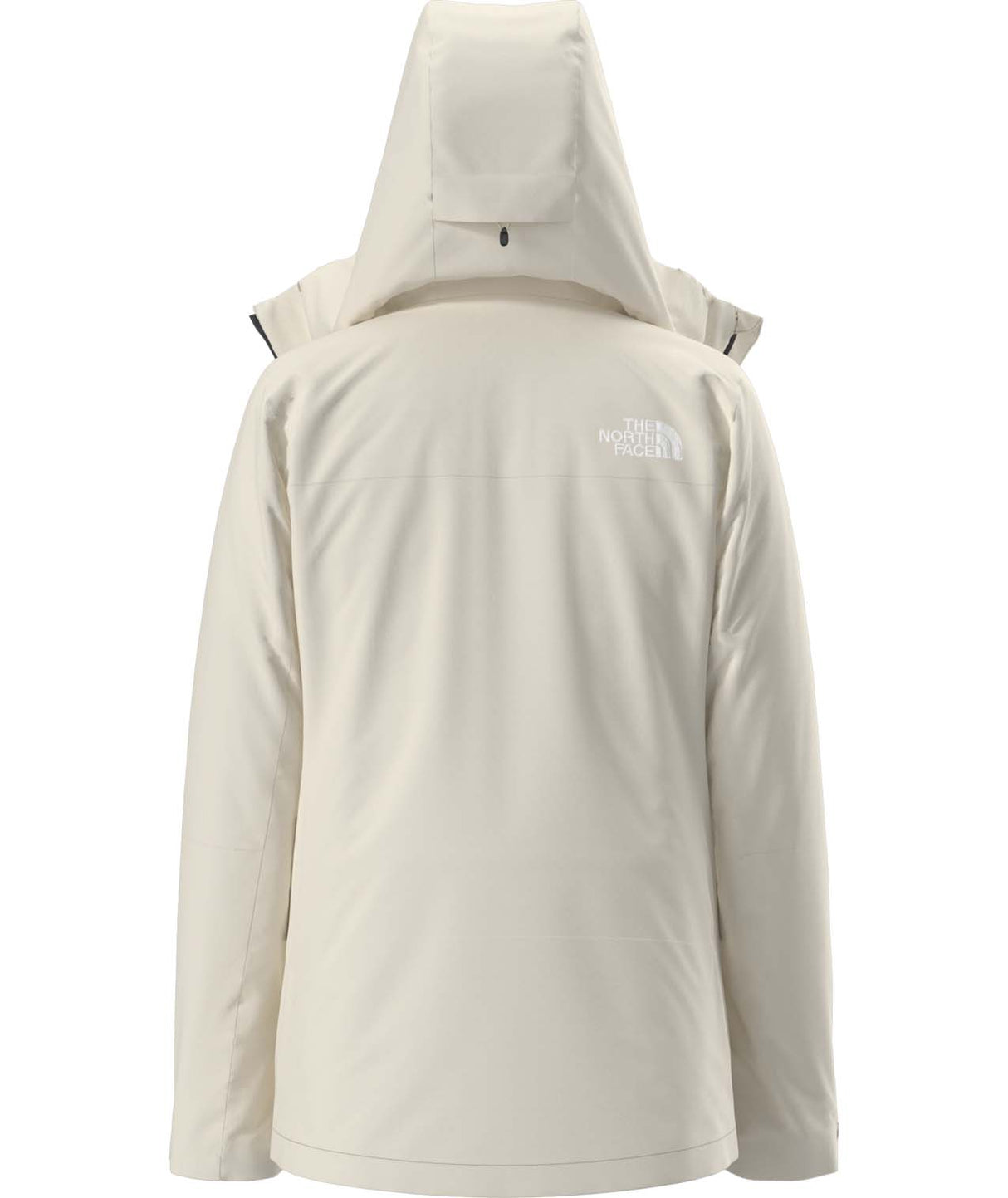 WTHERMOBALLSnowTriclimate-Beige hooded jacket with The North Face logo on a white background