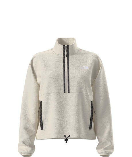 WTNFFleeski1_4ZipPullover-Light cream fleece pullover with black zippers on a white background
