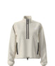 WTNFFleeski1_4ZipPullover-Light cream fleece pullover with black zippers on a white background