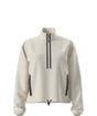 WTNFFleeski1_4ZipPullover-Light cream fleece pullover with black zippers on a white background