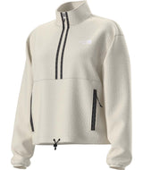 WTNFFleeski1_4ZipPullover-Light cream fleece pullover with black zippers on a white background