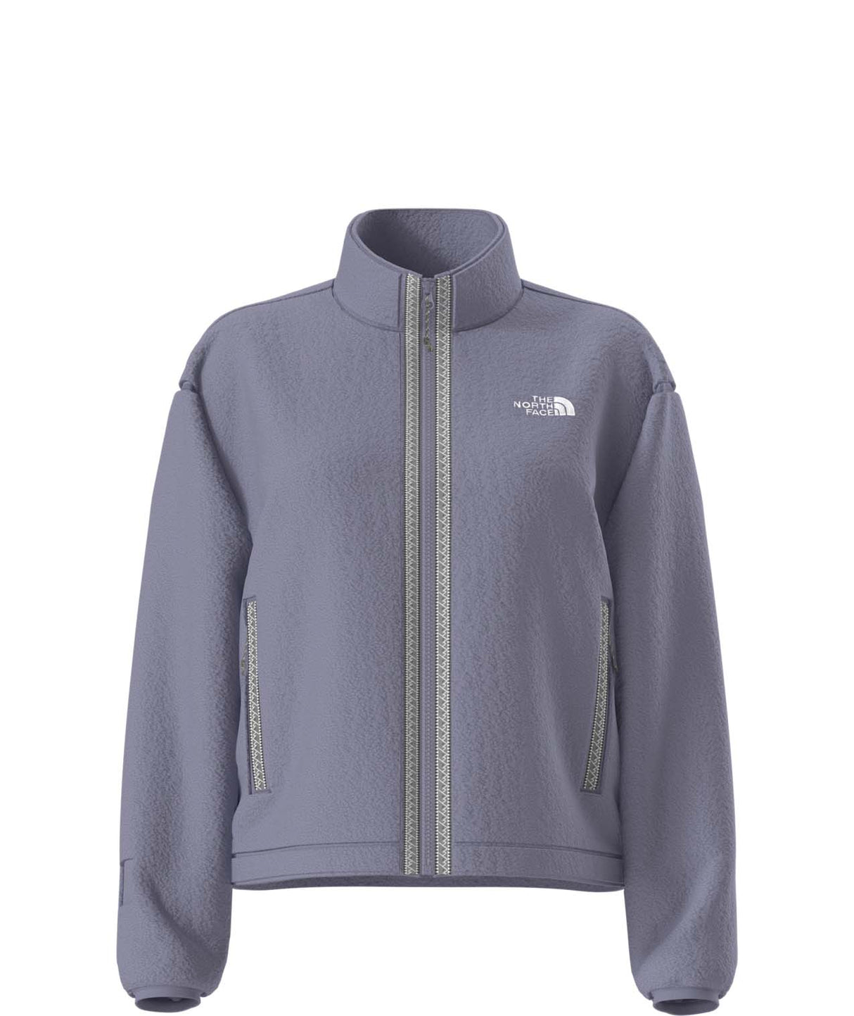 WTNFFleeskiFullZipJacket-Purple fleece jacket with The North Face logo on a white background