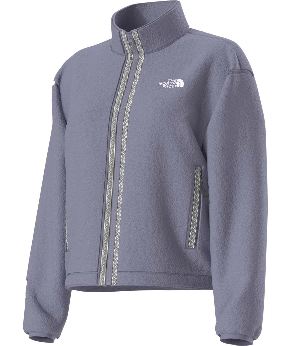 WTNFFleeskiFullZipJacket-Purple fleece jacket with The North Face logo on a white background