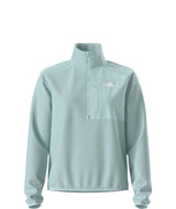 WTNFPerformanceFleece1_4Zip-Light blue quarter zip with white North Face Logo on a white background